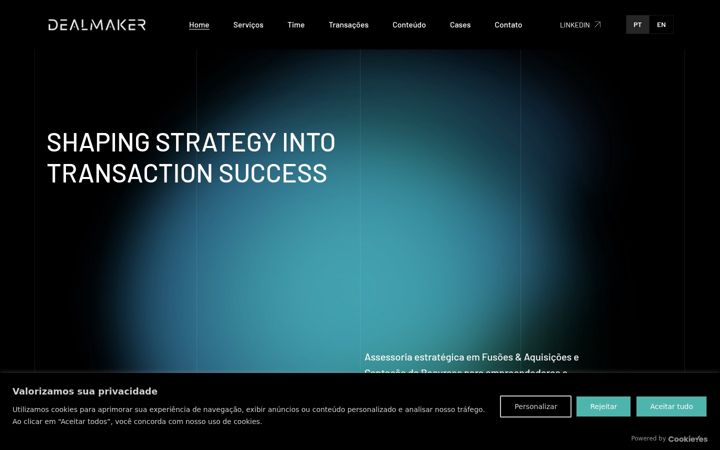 Screenshot stránky dealmaker.com.br