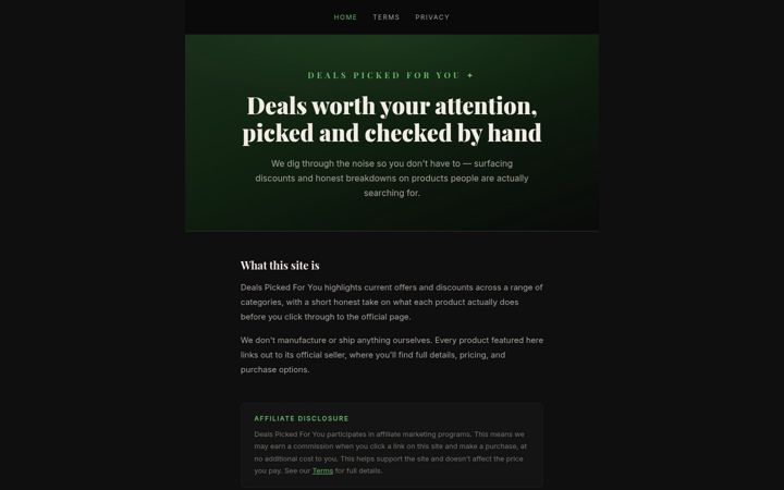 Screenshot of dealpickedforyou.com