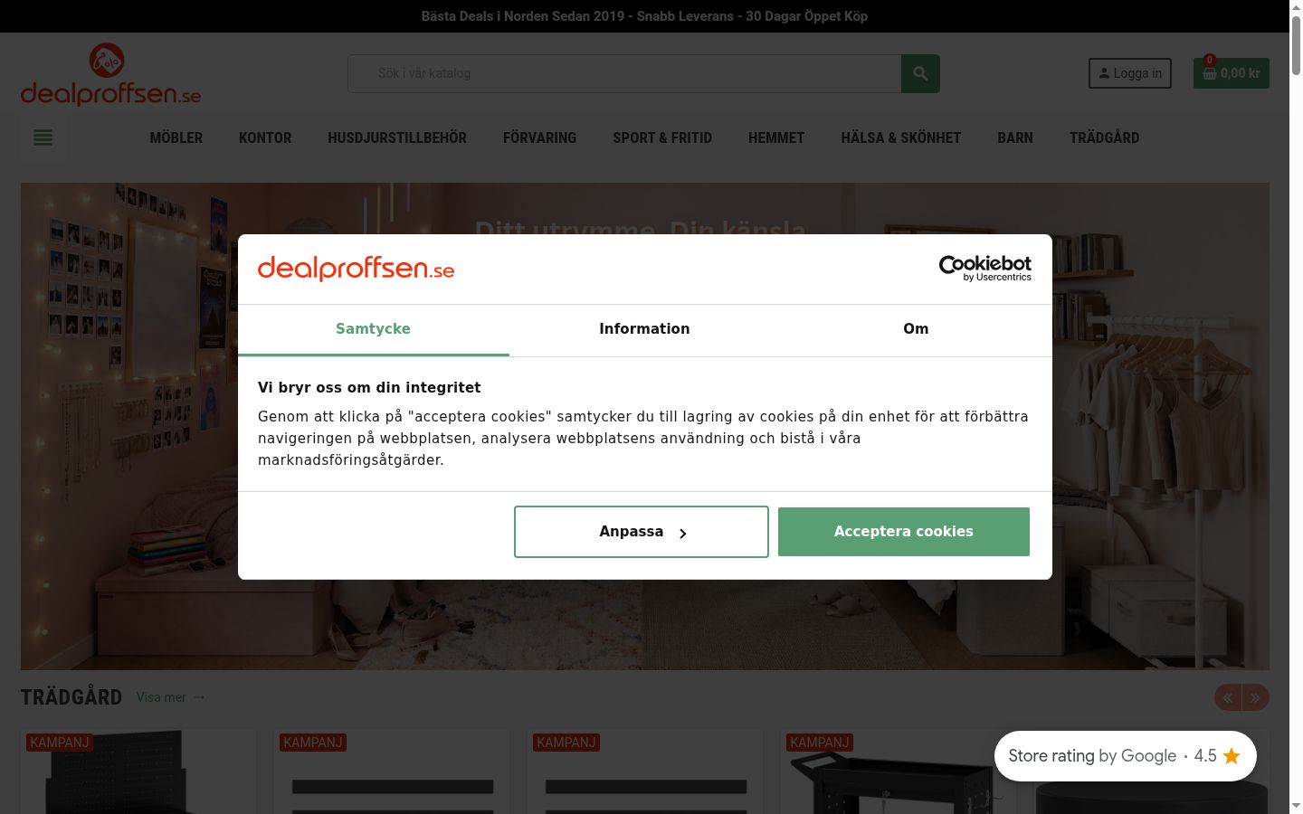 Capture d'écran de la bannière de consentement affichée avant toute interaction