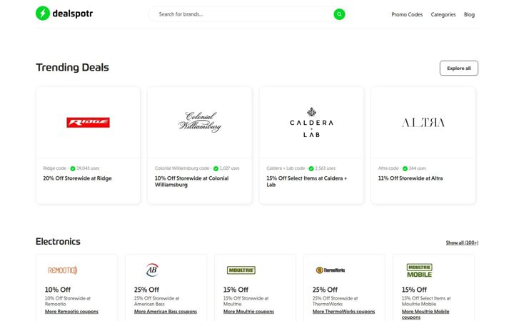 Screenshot of dealspotr.com