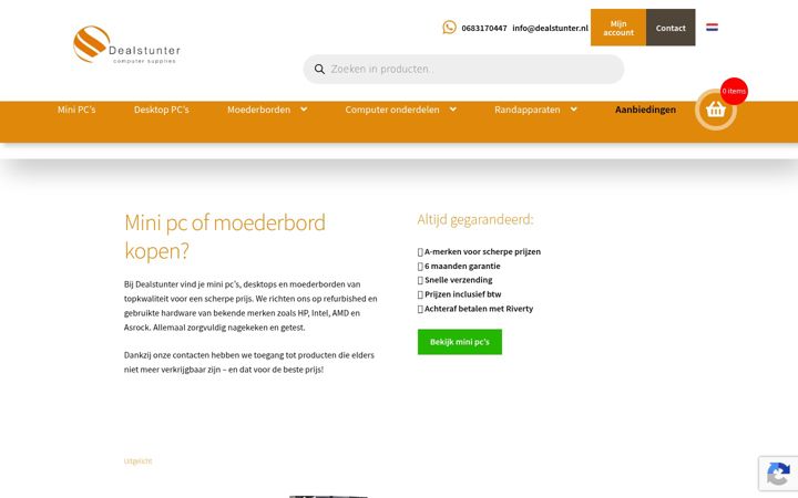 Posnetek zaslona dealstunter.nl
