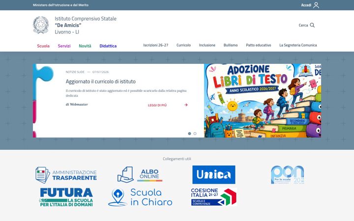 Captură de ecran a deamicislivorno.edu.it
