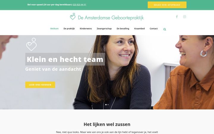 Screenshot van deamsterdamsegeboortepraktijk.nl