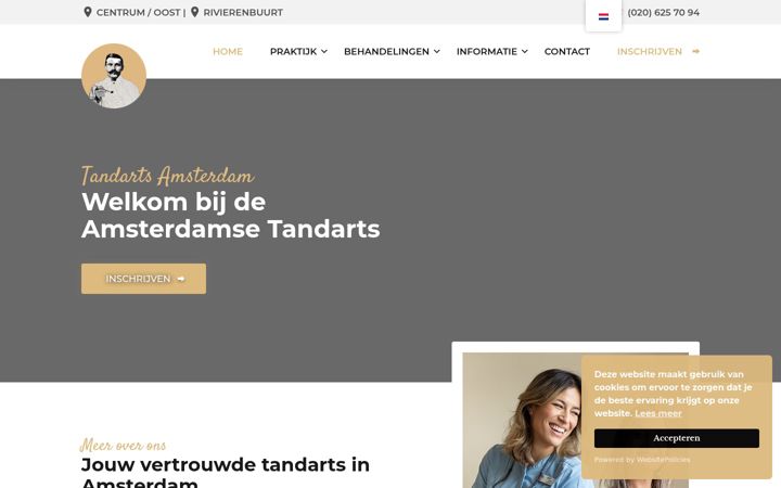 Screenshot van deamsterdamsetandarts.nl