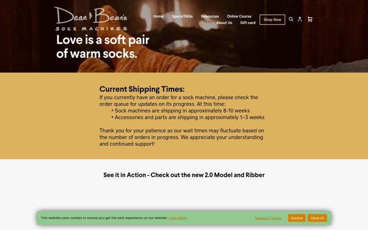 Screenshot of deanandbean.com