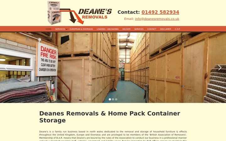 Snimka zaslona za deanesremovals.co.uk