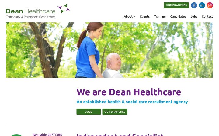 Skjermbilde av deanhealthcare.co.uk