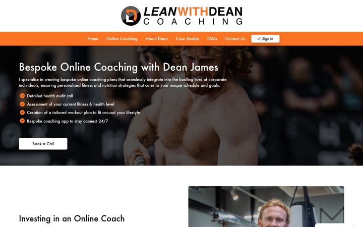 Skjermbilde av deanjamesonlinecoaching.co.uk