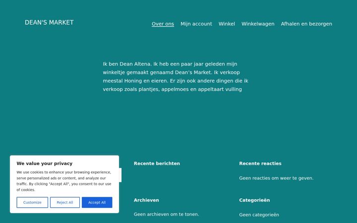 Screenshot van deansmarket.nl