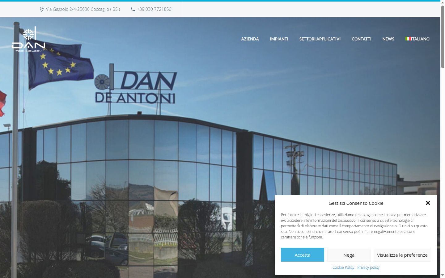 Screenshot del banner di consenso mostrato prima di qualsiasi interazione