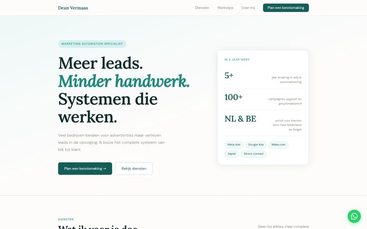 Screenshot van deanvermaas.nl