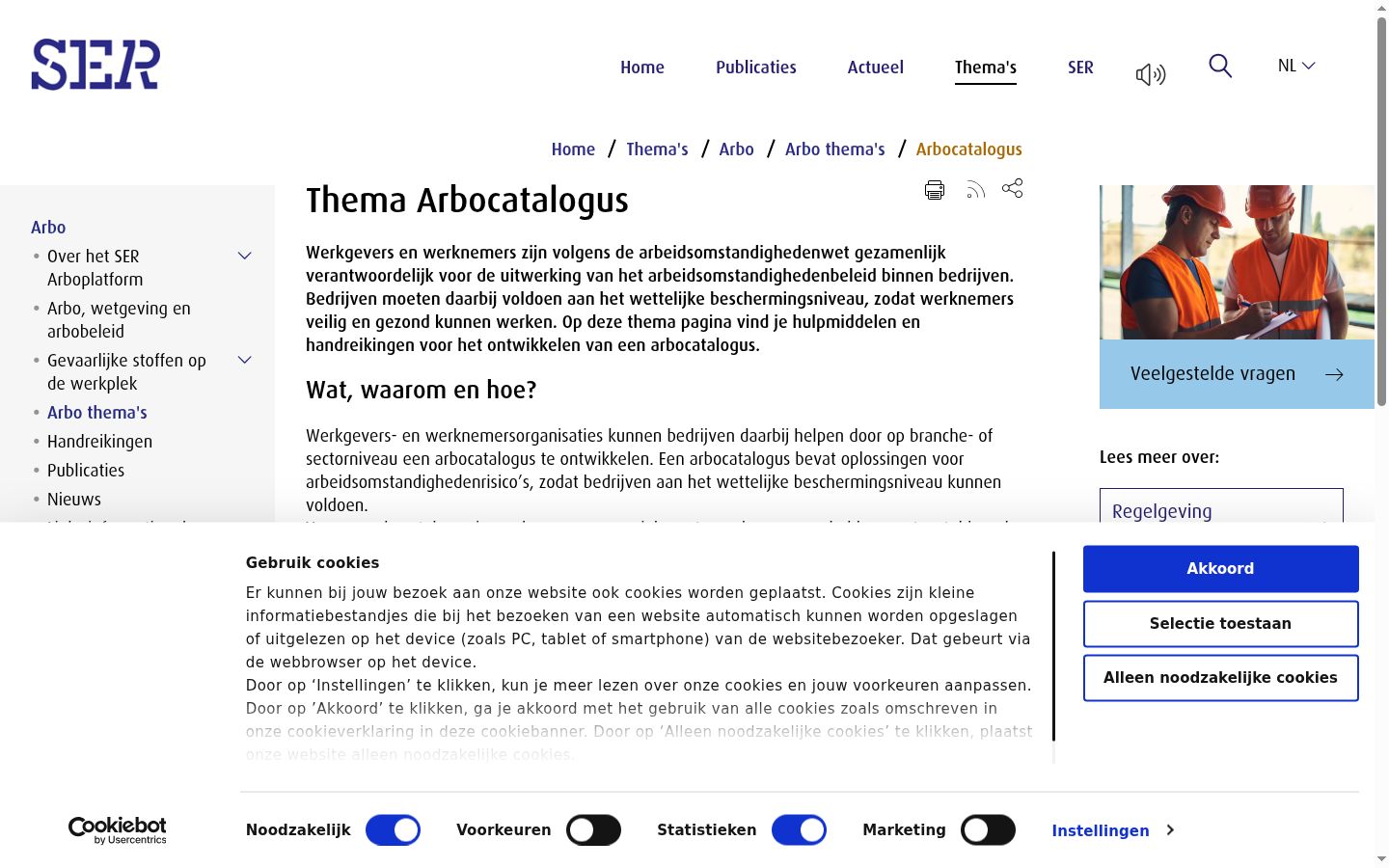 Screenshot van de toestemmingsbanner zoals getoond vóór enige interactie