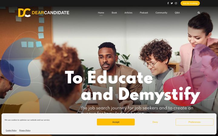 Screenshot of dearcandidate.org