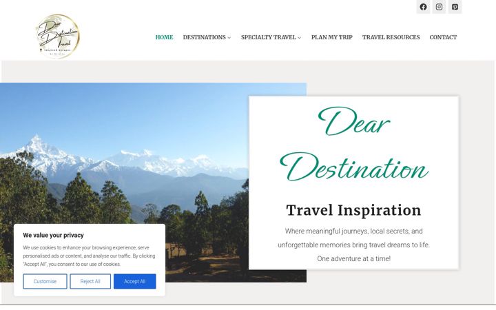 Screenshot of deardestinationtravel.com