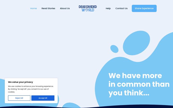 Screenshot of deardividedworld.com