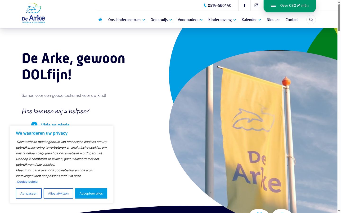 Screenshot van de toestemmingsbanner zoals getoond vóór enige interactie