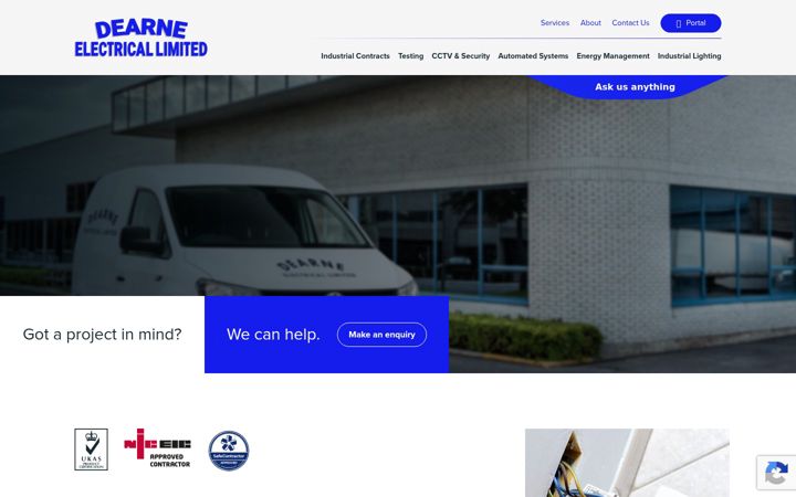 Screenshot of dearneelectrical.co.uk