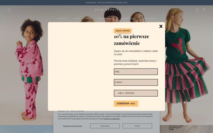 Screenshot stránky dearsophie.pl