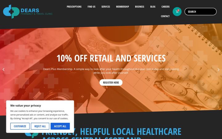 Screenshot of dearspharmacy.co.uk