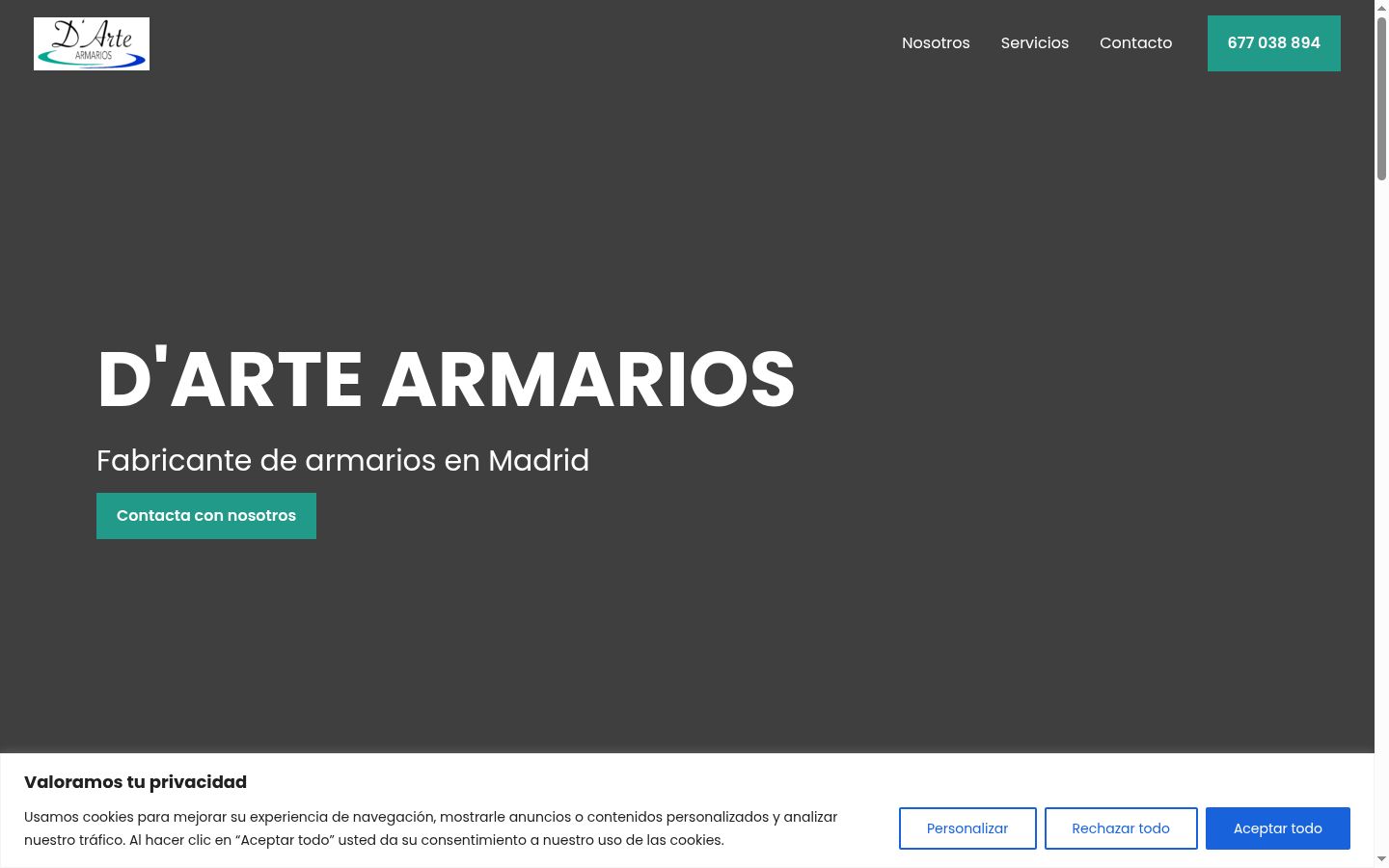 Screenshot del banner di consenso mostrato prima di qualsiasi interazione