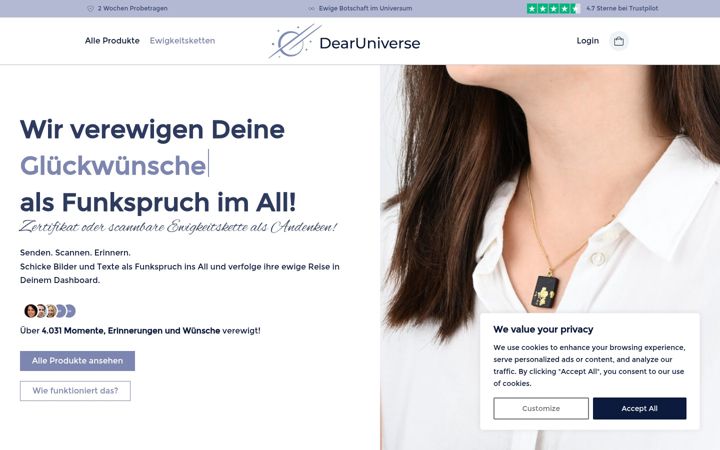 Screenshot of dearuniverse.de