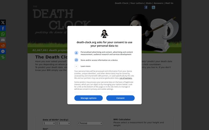 Screenshot of death-clock.org