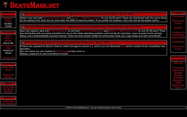 Screenshot of deathmask.net
