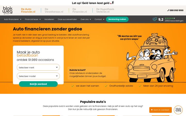 Screenshot van deautofinancier.nl
