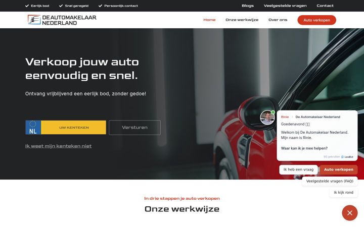Screenshot van deautomakelaarnederland.nl