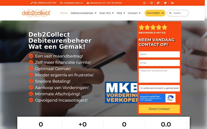 Screenshot van deb2collect.nl