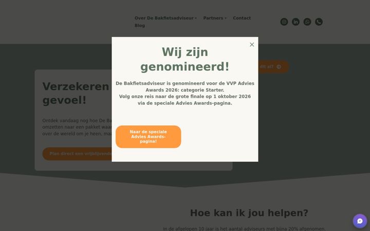 Screenshot van debakfietsadviseur.nl