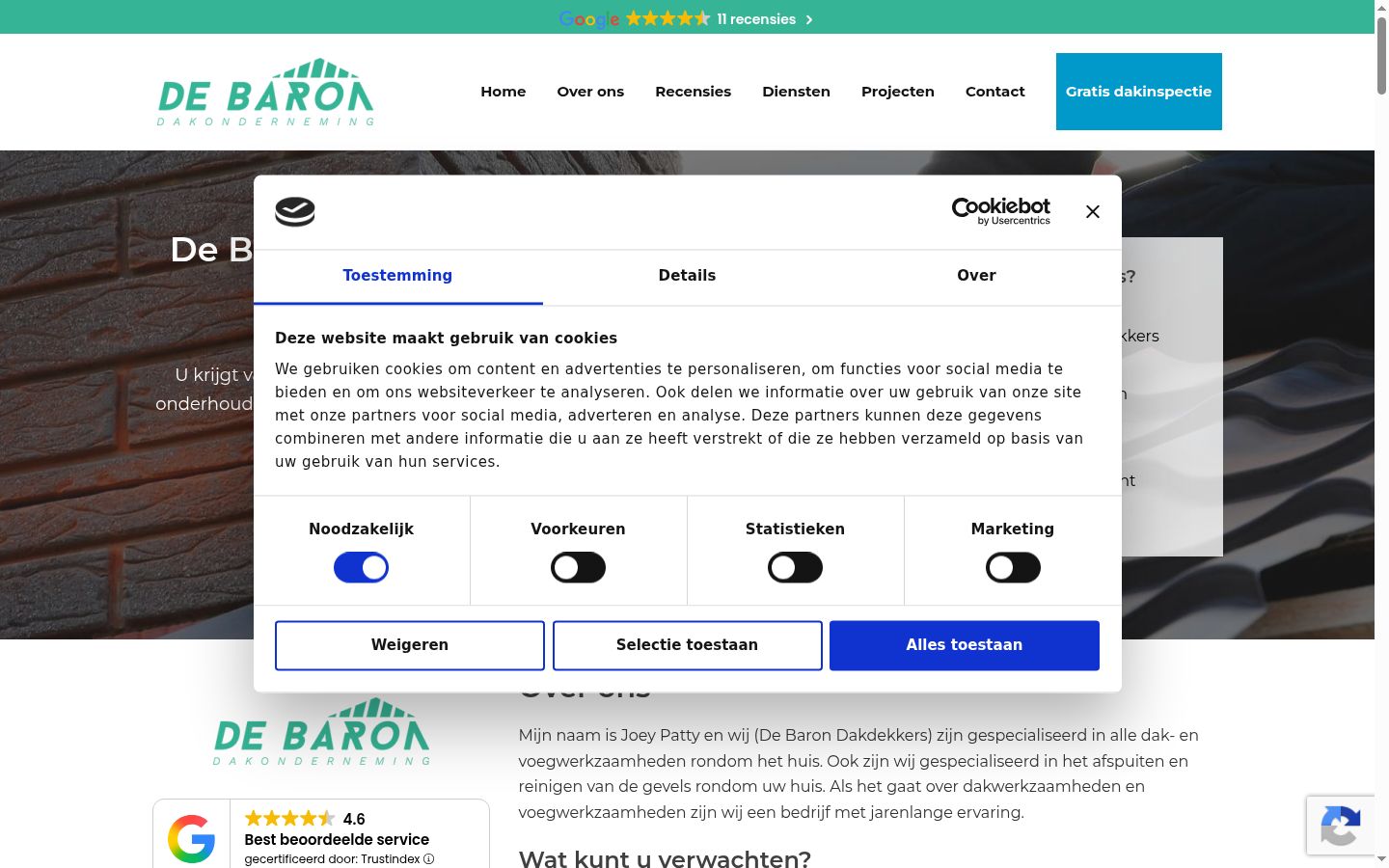 Screenshot tal-banner tal-kunsens muri qabel kwalunkwe interazzjoni