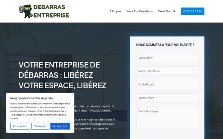 Ekrano kopija debarrasentreprise.fr