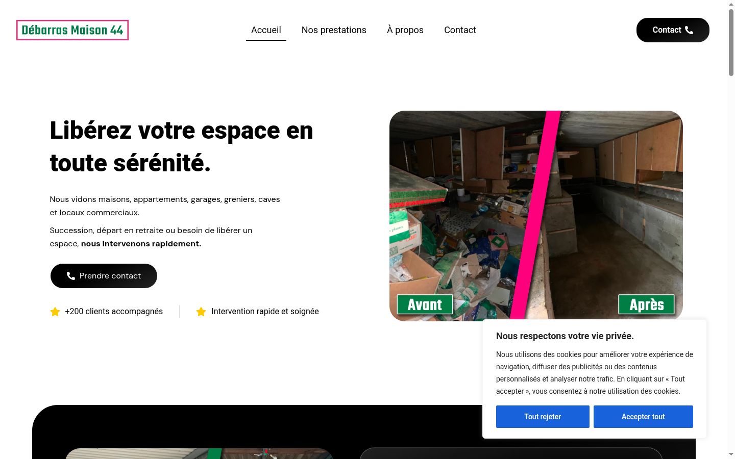 Screenshot del banner di consenso mostrato prima di qualsiasi interazione