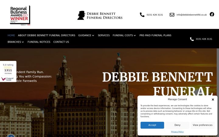 Skjermbilde av debbiebennettfuneraldirectors.co.uk
