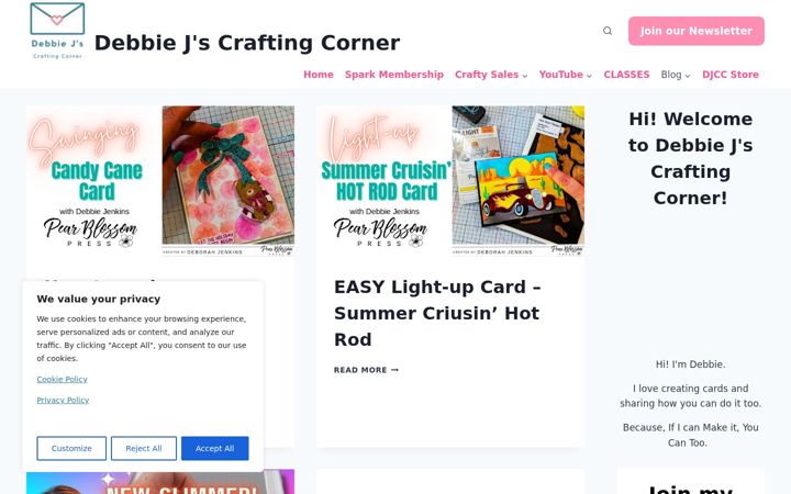 Screenshot of debbiejscraftingcorner.com