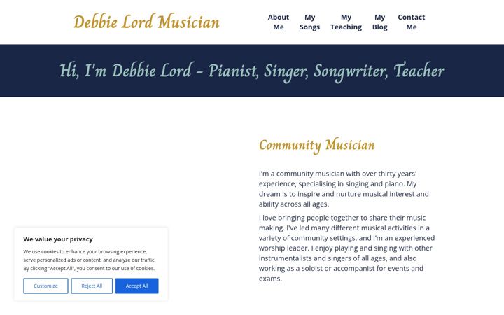 Screenshot of debbielordmusician.com