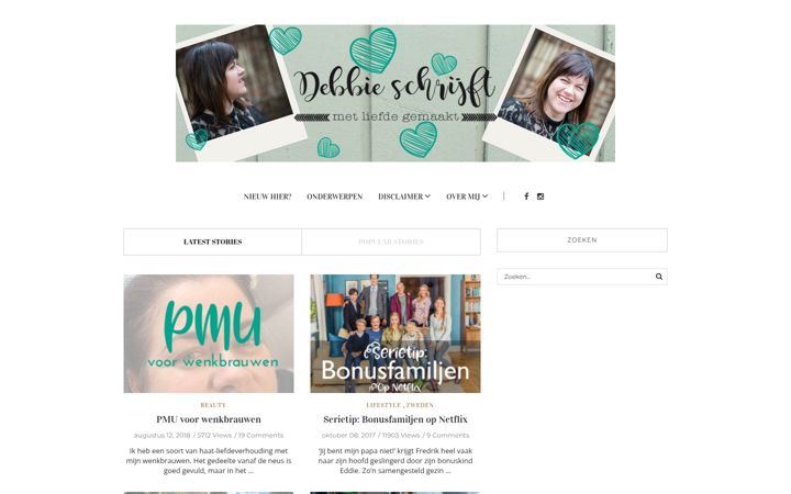 Screenshot van debbieschrijft.nl