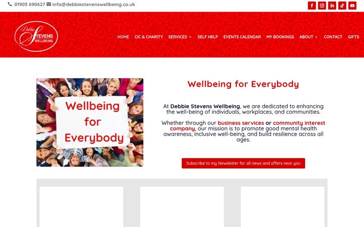 Screenshot of debbiestevenswellbeing.co.uk