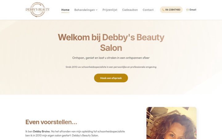 Screenshot ta' debbysbeautysalon.nl