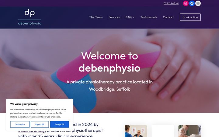 Screenshot of debenphysio.com