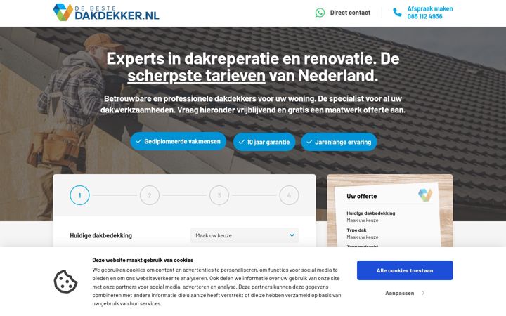 Skjámynd af debestedakdekker.nl