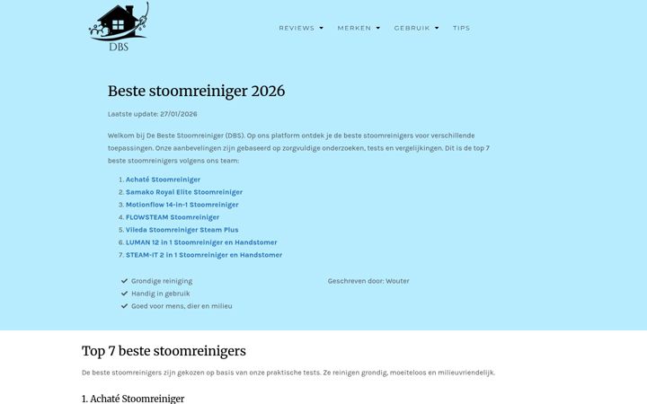 Skjámynd af debestestoomreiniger.nl