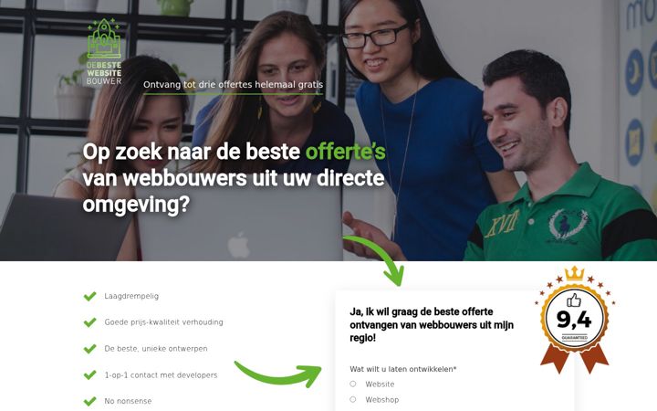 Skjámynd af debestewebsitebouwervannederland.nl