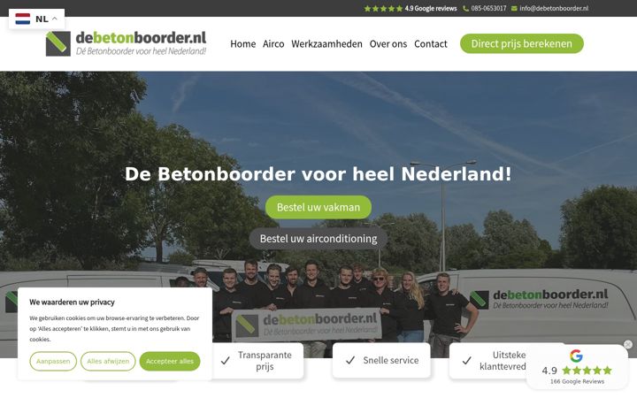 Skjámynd af debetonboorder.nl