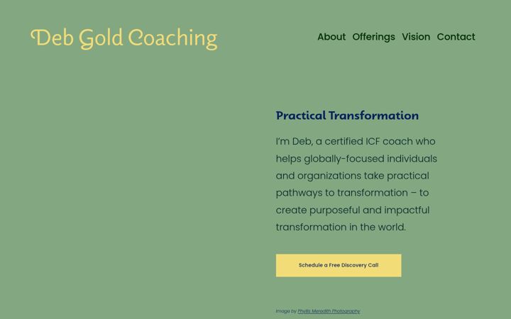 Screenshot of debgoldcoaching.com
