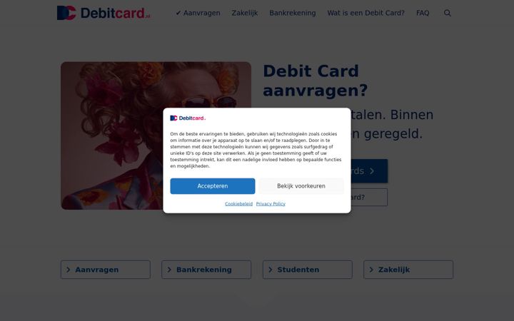 Skjámynd af debitcard.nl