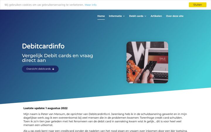Skjámynd af debitcardinfo.nl