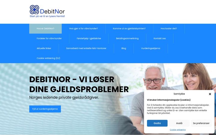 Screenshot stránky debitnor.no