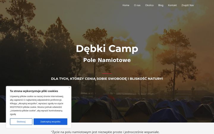 Screenshot stránky debkicamp.pl